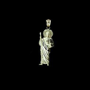Real 10K Yellow Gold Diamond Cut Saint Jude Pendant